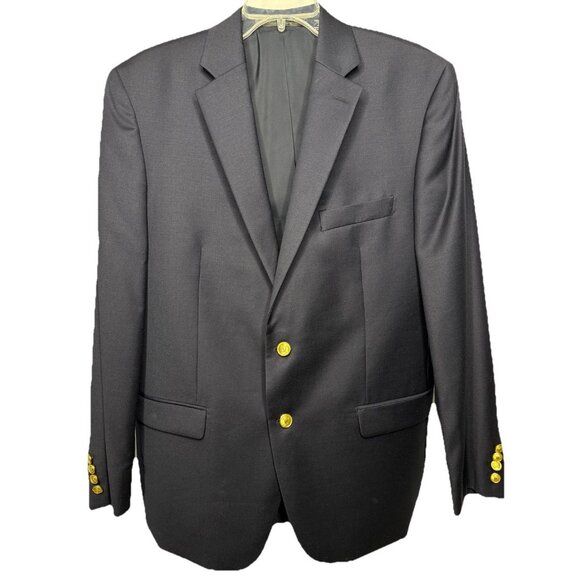 Lauren Ralph Lauren 42R Navy Wool Blazer Gold Button Sport Coat Classic Fit‎ - Picture 1 of 15
